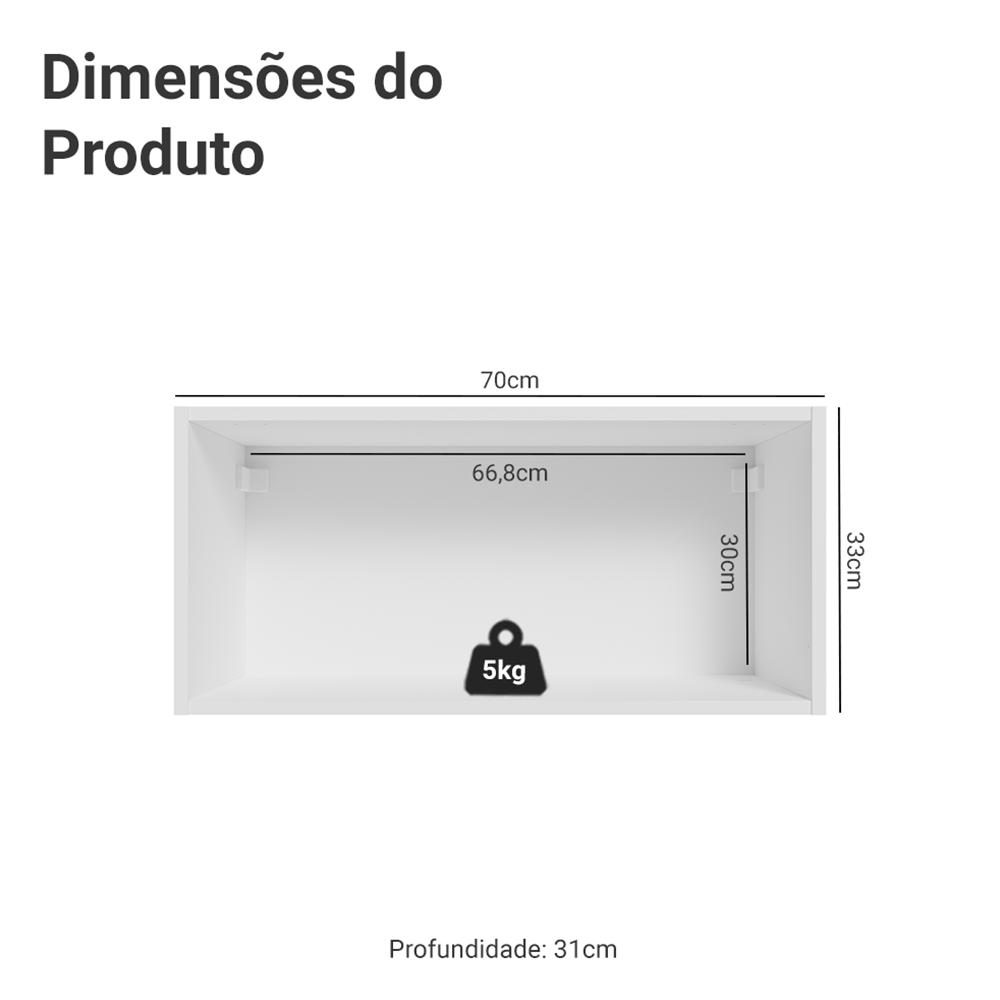 Armário Aéreo para Quarto 70 cm 1 Porta Basculante Branco Neo Madesa