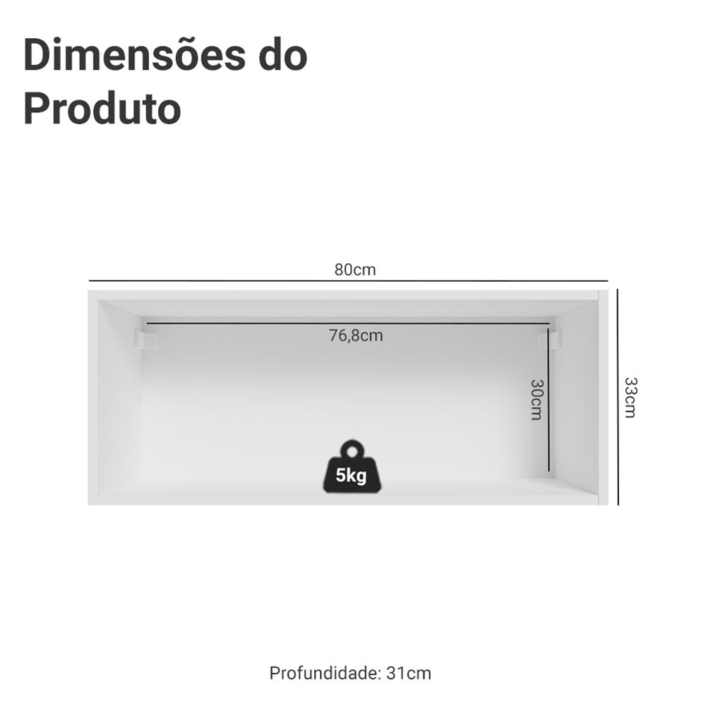 Armário Aéreo para Quarto 80 cm 1 Porta Basculante Branco Neo Madesa