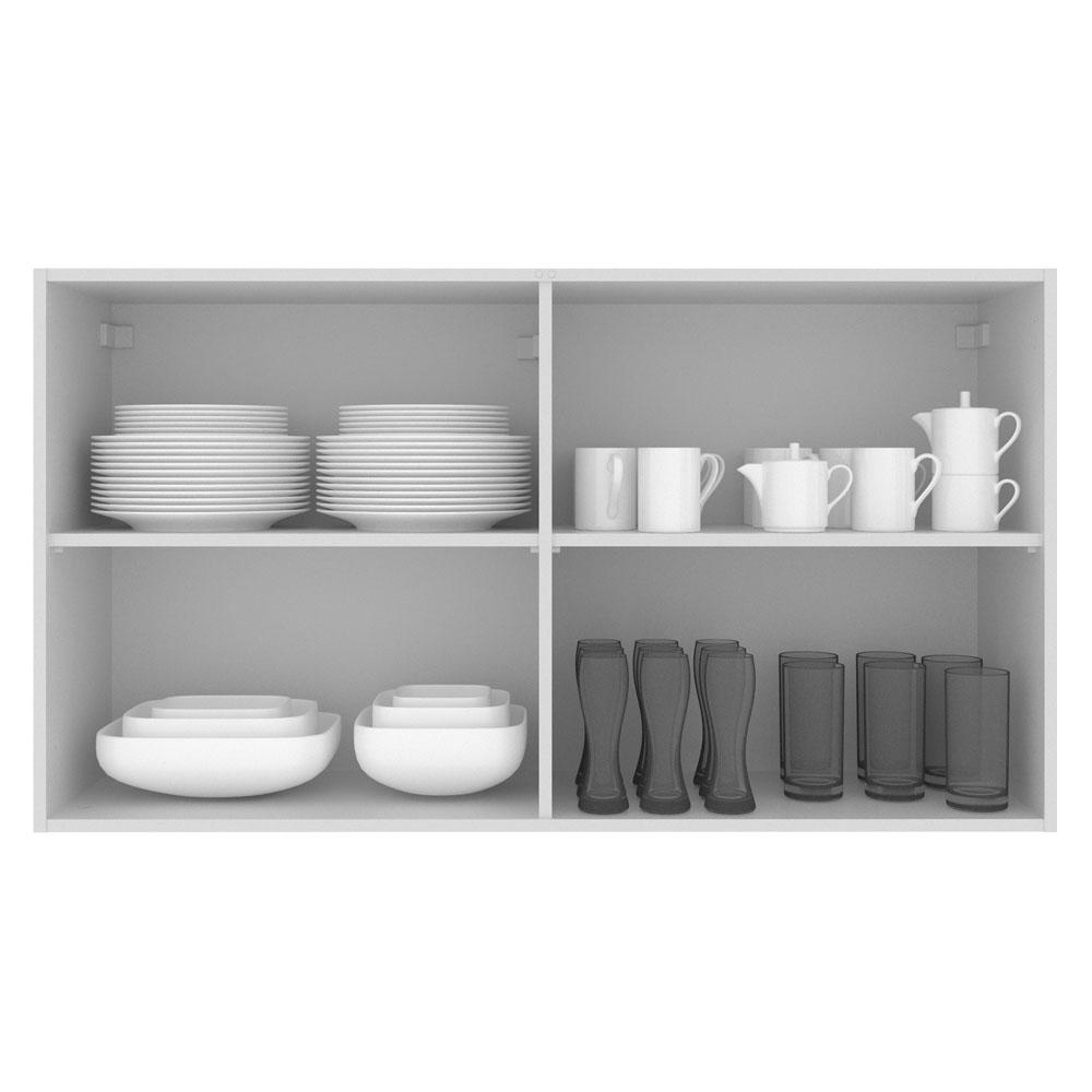 Armário De Cozinha Aéreo 100% MDF 120 cm Portas Branco Brilho Acordes Madesa