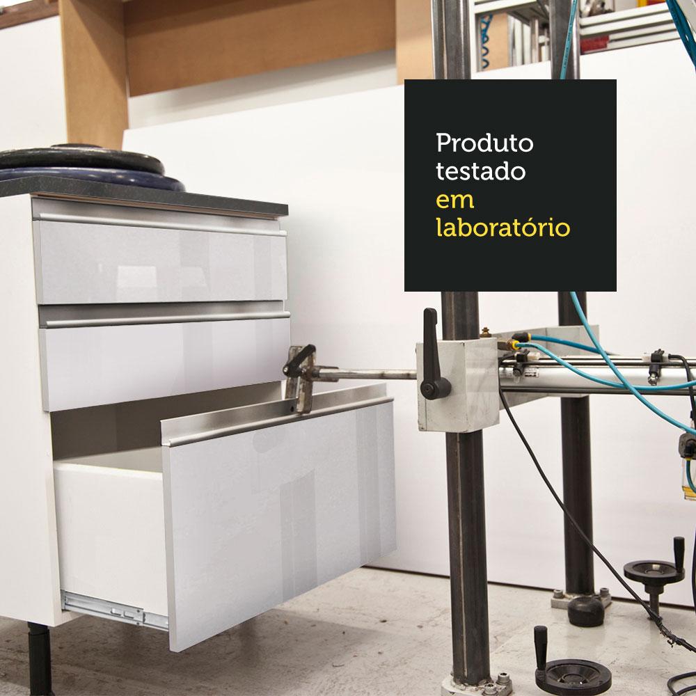 Armário De Cozinha Aéreo 100% MDF 120 cm Portas Branco Brilho Acordes Madesa
