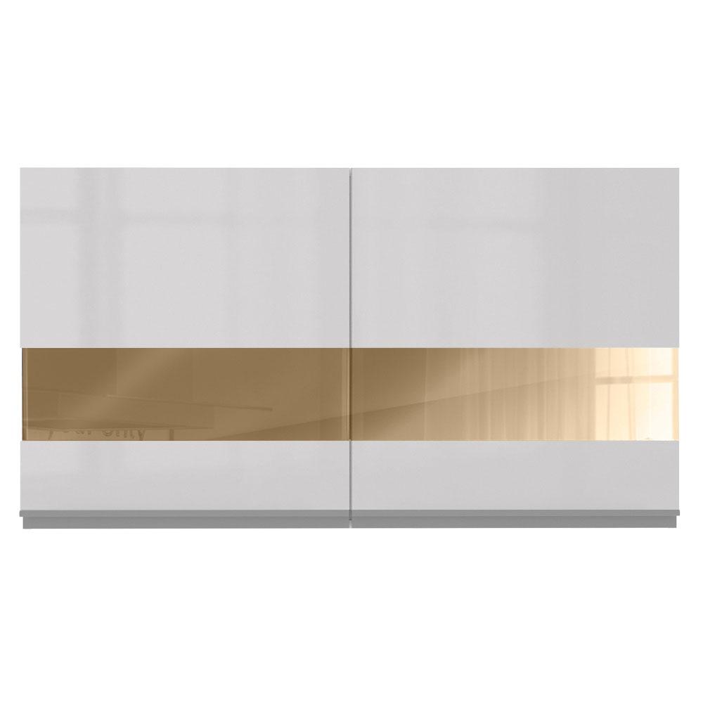 Armário De Cozinha Aéreo 100% MDF 120 cm Vidro Reflex Portas Branco Brilho Acordes Madesa