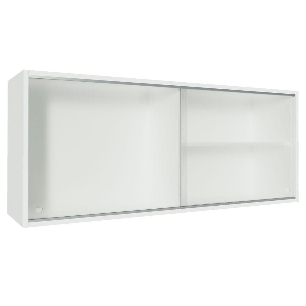 Armário De Cozinha Aéreo 100% MDF 2 Portas de Correr de Vidro Branco Acordes Madesa