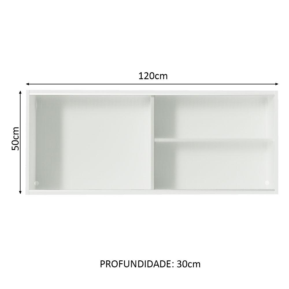 Armário De Cozinha Aéreo 100% MDF 2 Portas de Correr de Vidro Branco Acordes Madesa