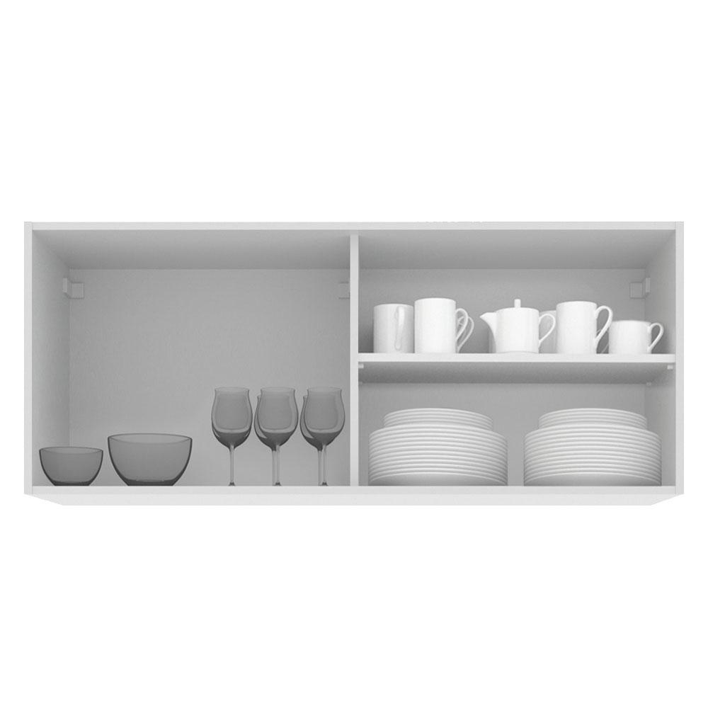 Armário De Cozinha Aéreo 100% MDF 2 Portas de Correr de Vidro Branco Acordes Madesa