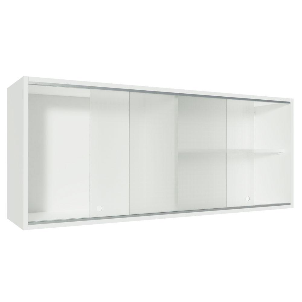 Armário De Cozinha Aéreo 100% MDF 2 Portas de Correr de Vidro Branco Acordes Madesa