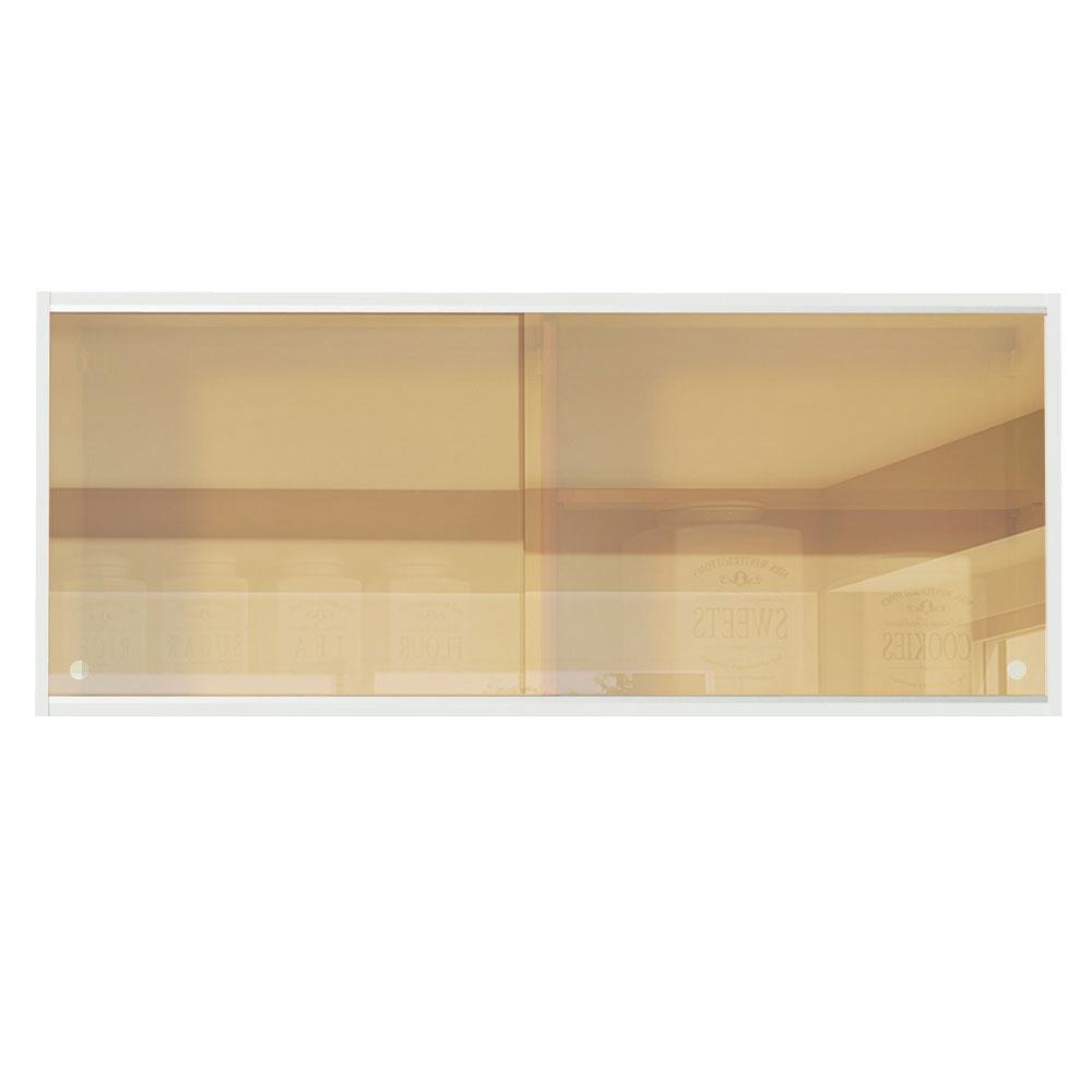 Armário De Cozinha Aéreo 100% MDF 2 Portas de Correr de Vidro Reflex Branco Acordes Madesa