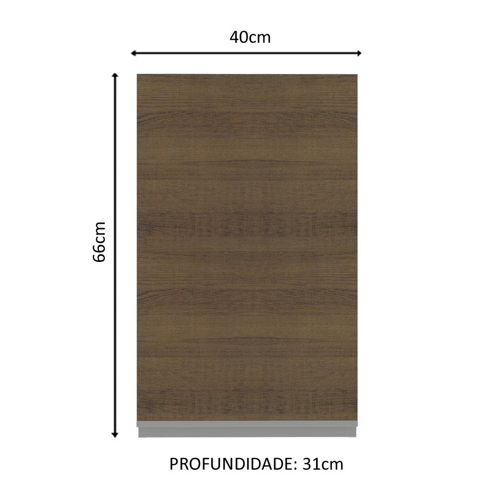 Armário De Cozinha Aéreo 100% MDF 40 cm 1 Porta Branco/Rustic Acordes Madesa