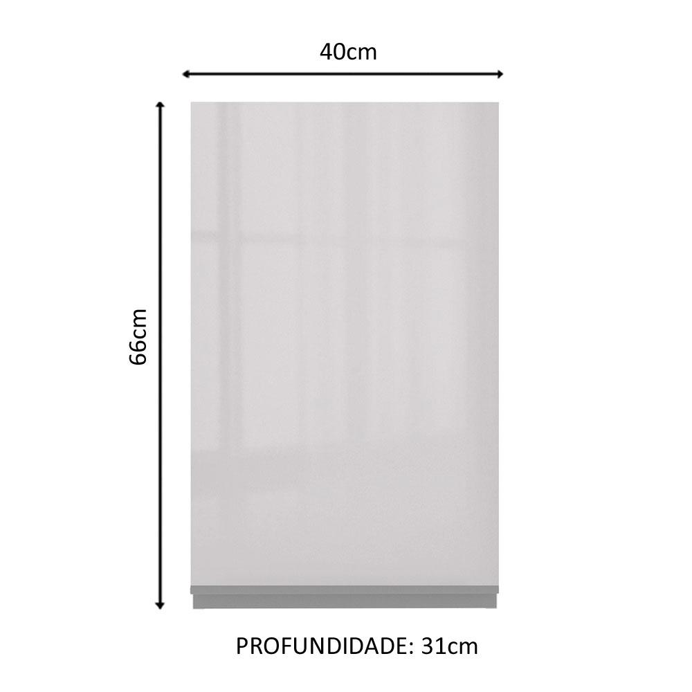 Armário De Cozinha Aéreo 100% MDF 40 cm Porta Branco Brilho Acordes Madesa