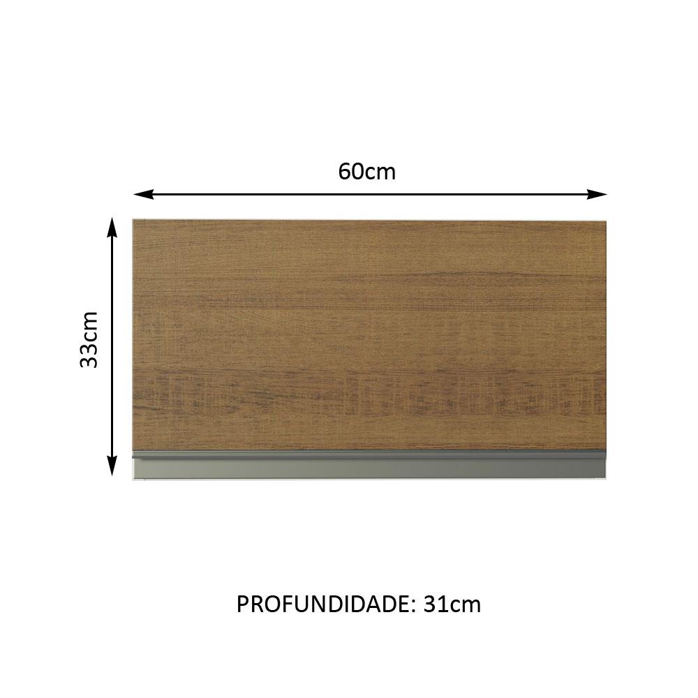 Armário De Cozinha Aéreo 100% MDF 60 cm 1 Porta Basculante Branco/Rustic Acordes Madesa