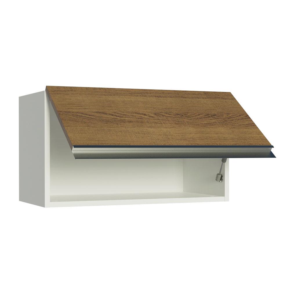 Armário De Cozinha Aéreo 100% MDF 60 cm 1 Porta Basculante Branco/Rustic Acordes Madesa