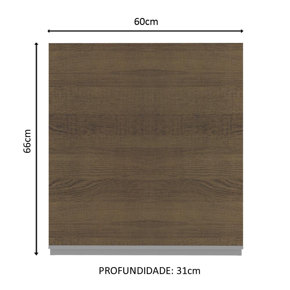 Armário De Cozinha Aéreo 100% MDF 60 cm 1 Porta Branco/Rustic Acordes Madesa