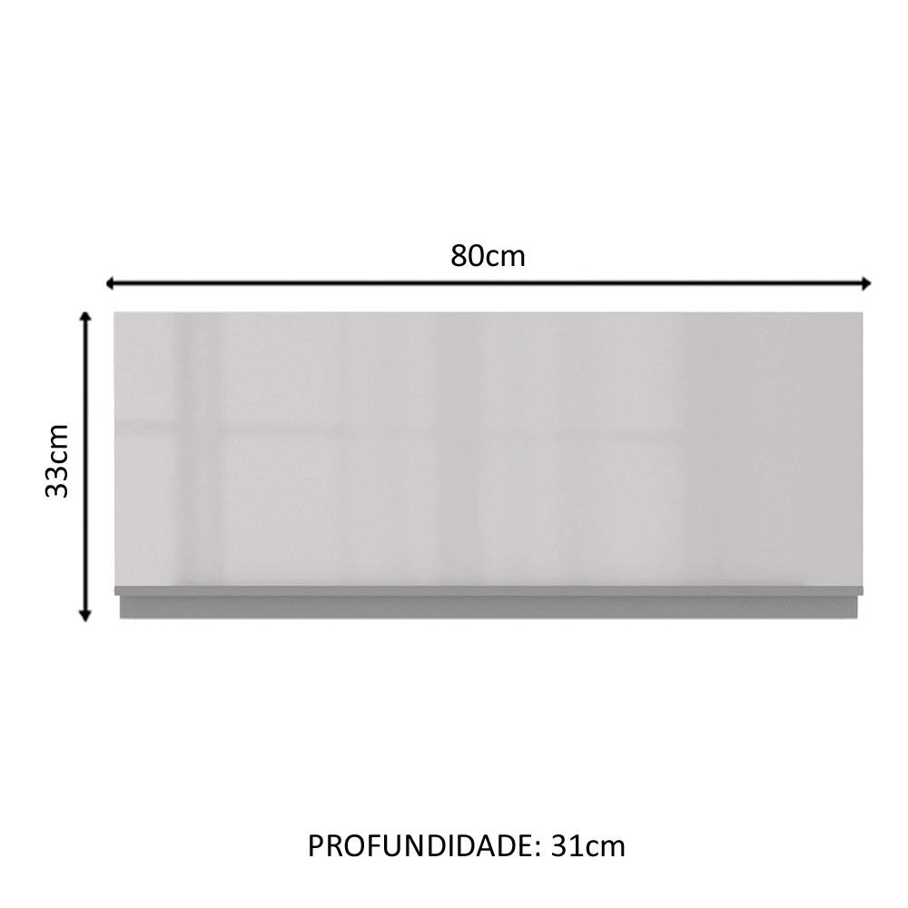 Armário De Cozinha Aéreo 100% MDF 80 cm Porta Branco Brilho Acordes Madesa