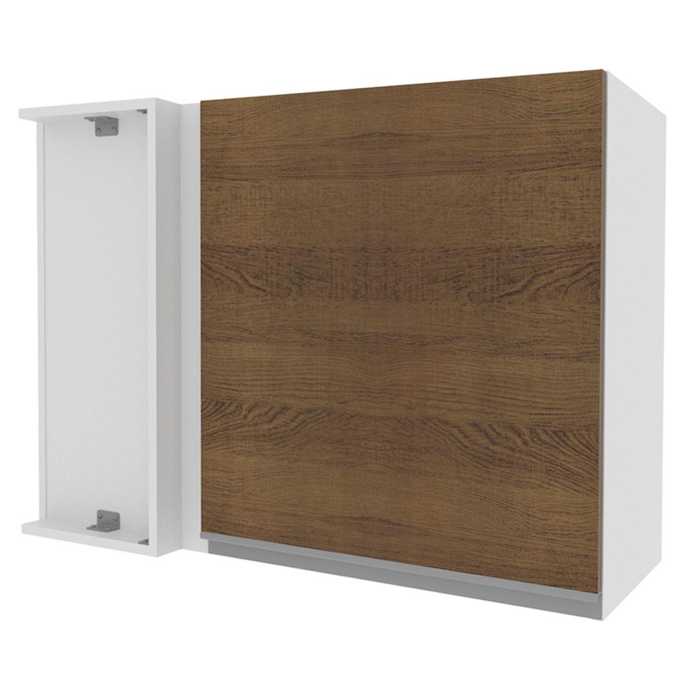 Armário De Cozinha Aéreo de Canto 100% MDF 1 Porta Branco/Rustic Acordes Madesa
