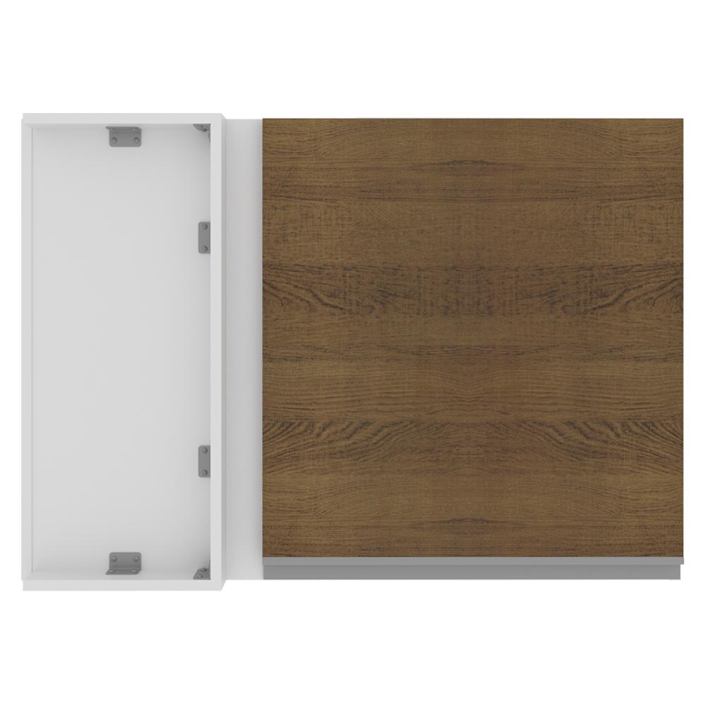 Armário De Cozinha Aéreo de Canto 100% MDF 1 Porta Branco/Rustic Acordes Madesa
