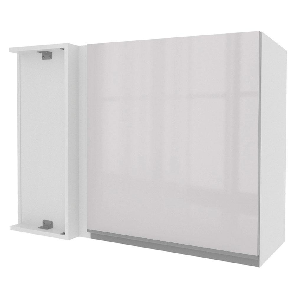 Armário De Cozinha Aéreo de Canto 100% MDF Porta Branco Brilho Acordes Madesa