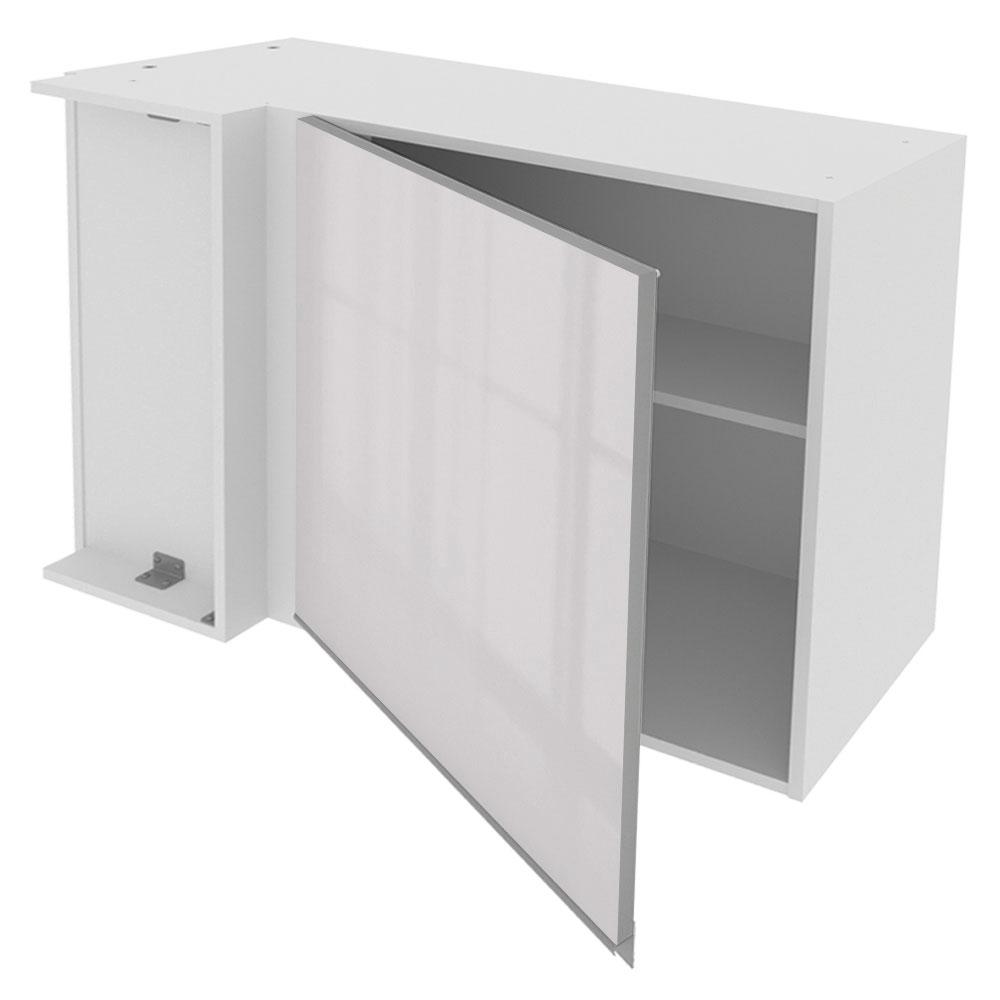 Armário De Cozinha Aéreo de Canto 100% MDF Porta Branco Brilho Acordes Madesa