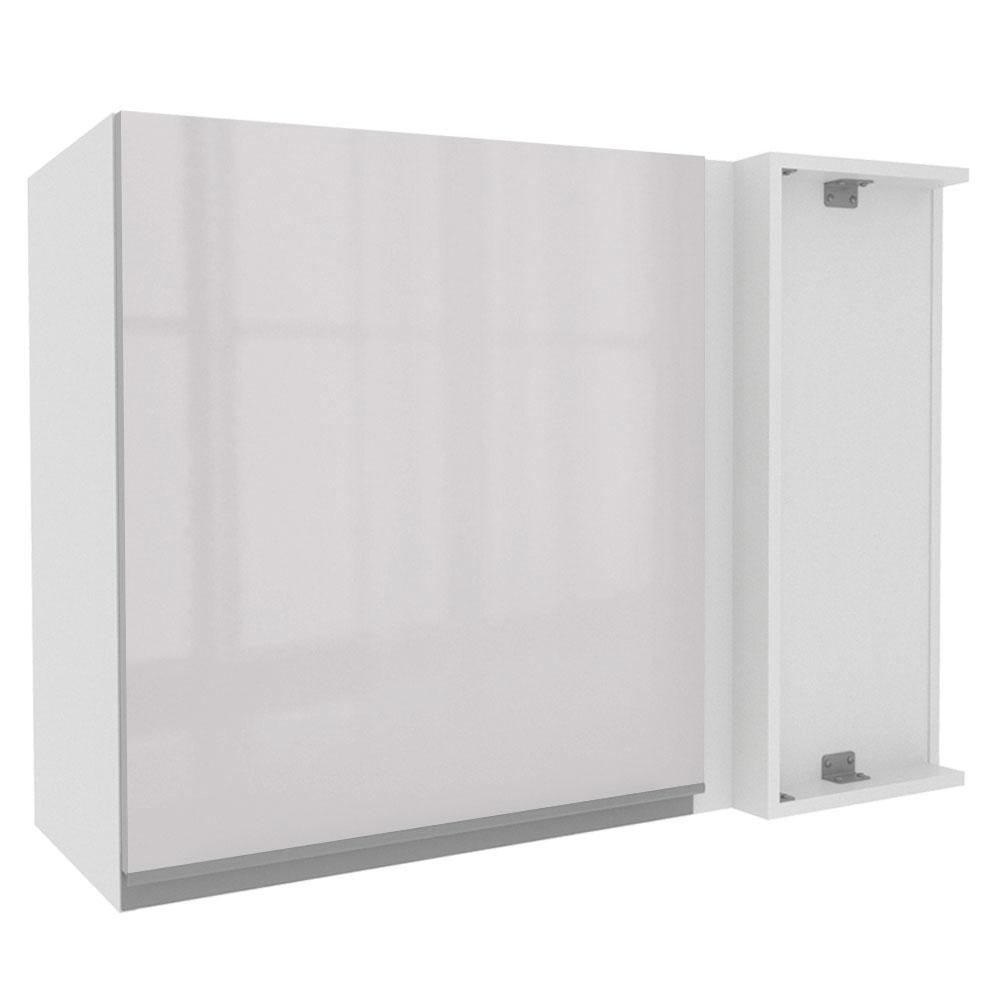 Armário De Cozinha Aéreo de Canto 100% MDF Porta Branco Brilho Acordes Madesa