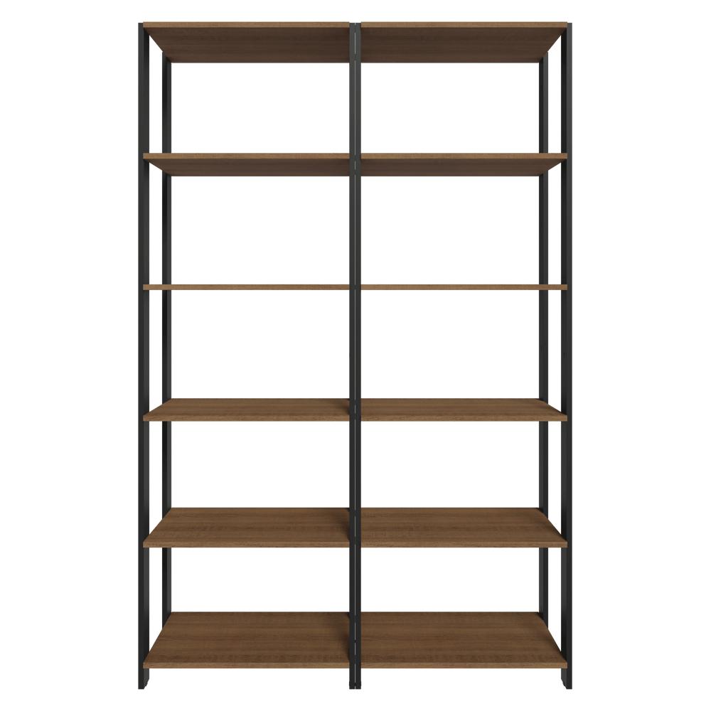 Armário Estante Multiuso Organizador 10 Prateleiras 118cm Rustic/Preto Madesa