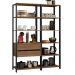 Armário Estante Multiuso Organizador 2 Gavetas 9 Prateleiras 129cm Rustic/Preto Madesa