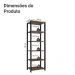 Armário Estante Multiuso Organizador 5 Prateleiras 59cm Rustic/Preto Madesa