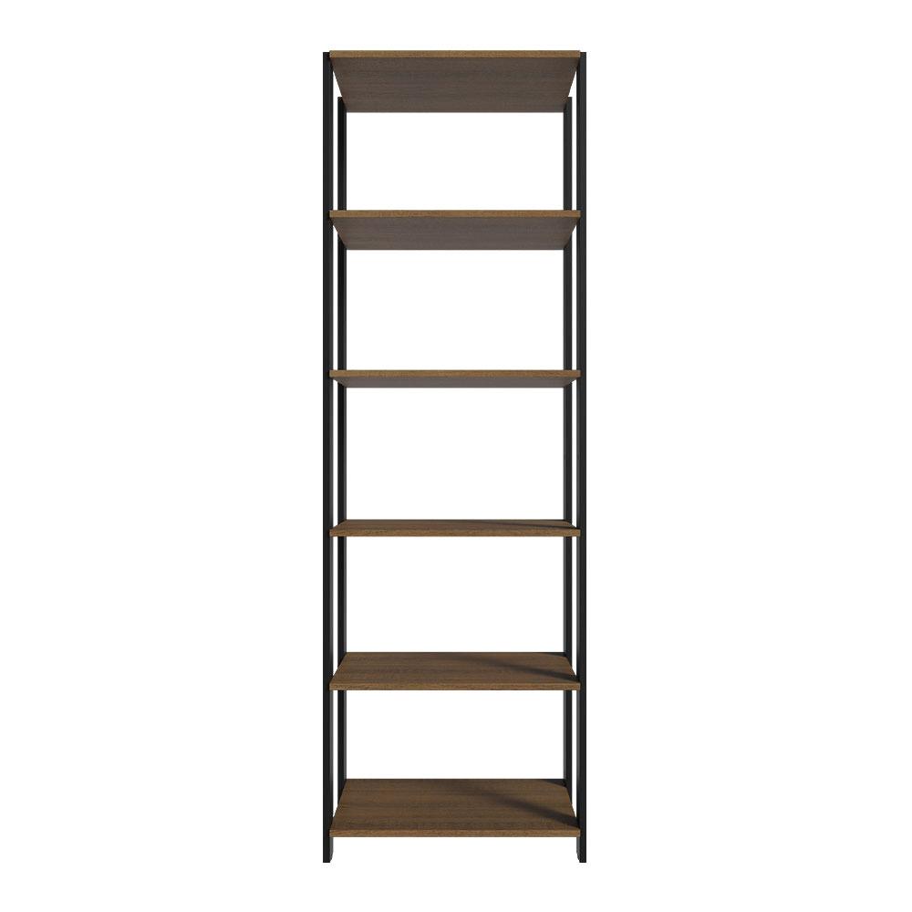 Armário Estante Multiuso Organizador 5 Prateleiras 59cm Rustic/Preto Madesa