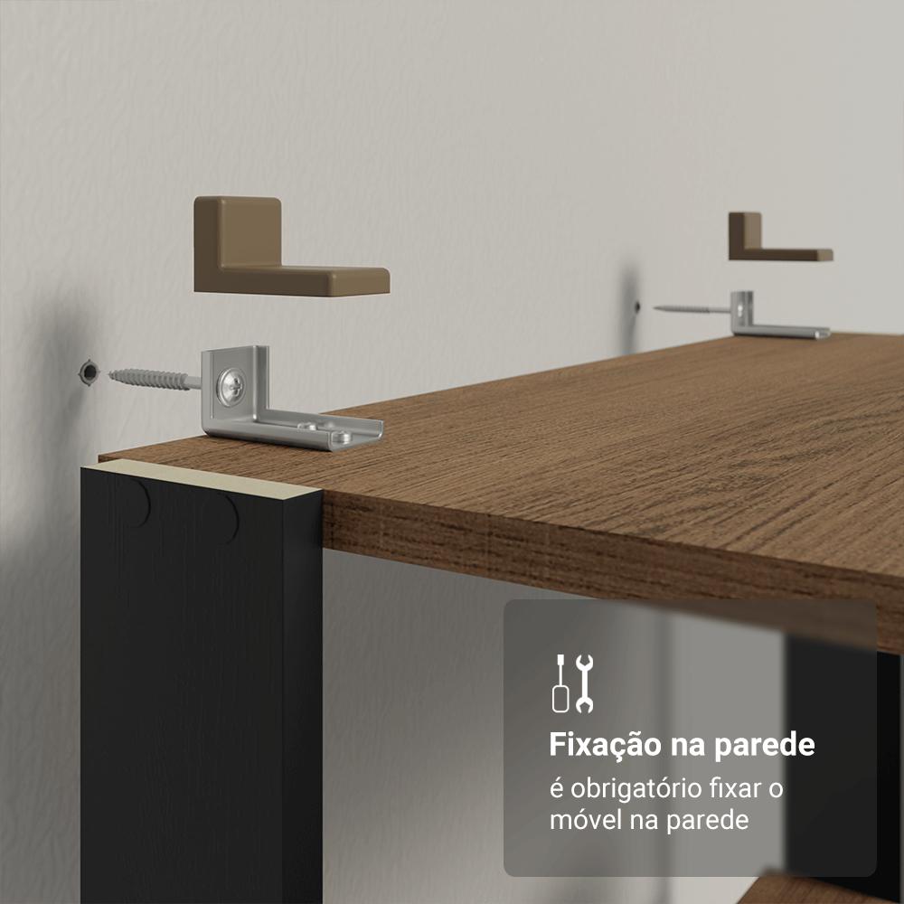 Armário Estante Multiuso Organizador Despensa de Canto 20 Prateleiras 236cm Rustic/Preto Madesa