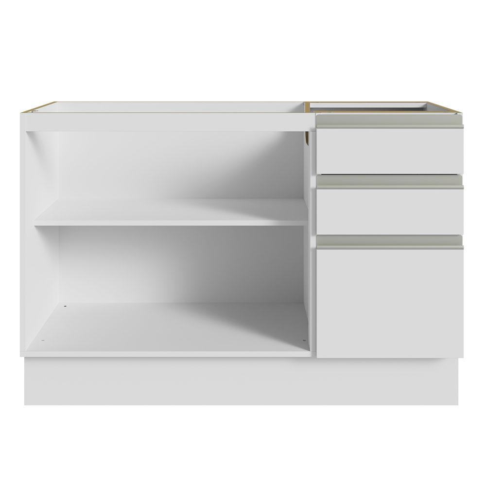 Armário Gabinete para Banheiro 120cm 2 Portas 3 Gavetas Branco Madesa