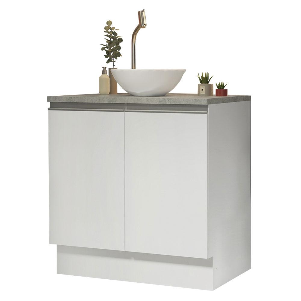 Armário Gabinete para Banheiro 80cm 2 Portas Branco Madesa