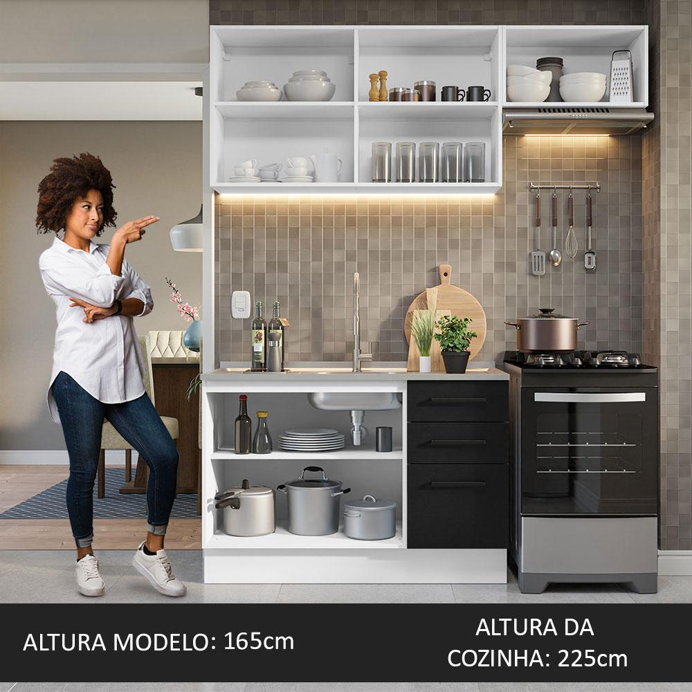 Armário de  Cozinha Compacta 180cm Branco/Preto Agata Madesa 09