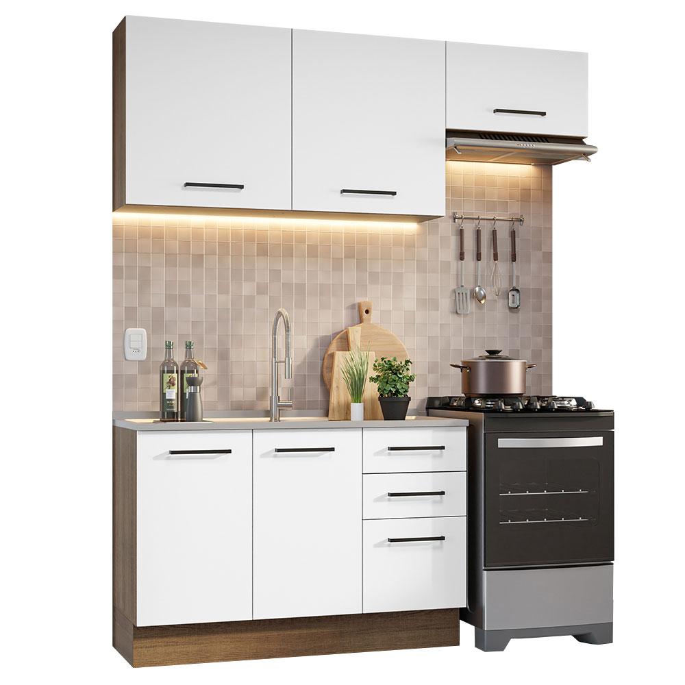 Armário de  Cozinha Compacta 180cm Rustic/Branco Agata Madesa 09