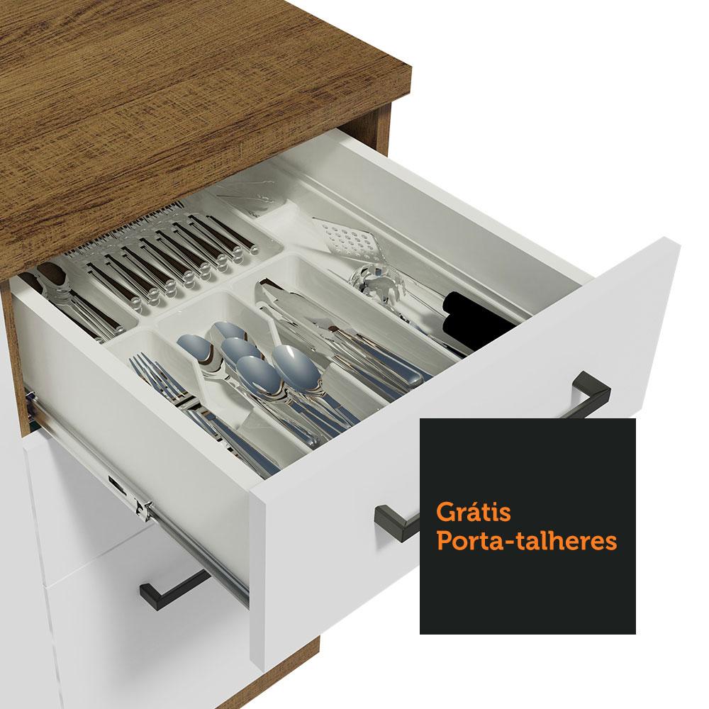 Armário de  Cozinha Compacta 180cm Rustic/Branco Agata Madesa 09