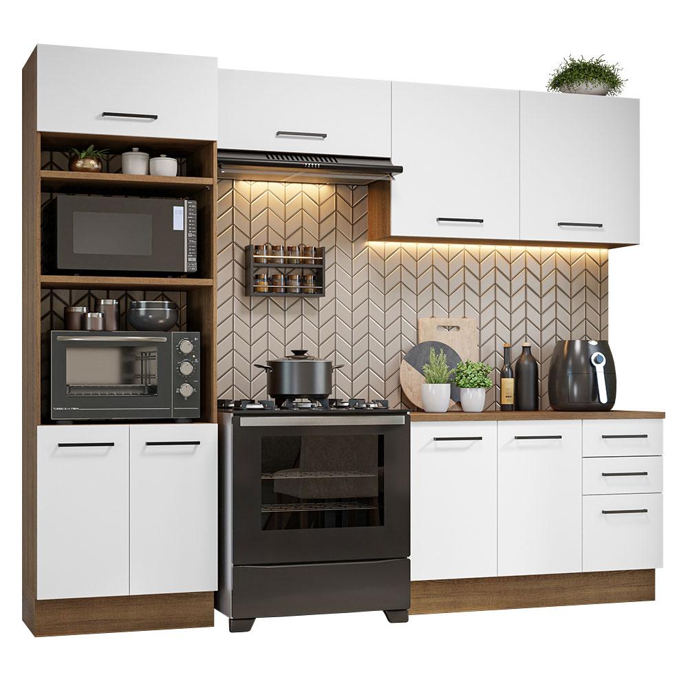 Armário de  Cozinha Completa 270cm Rustic/Branco Agata Madesa 07