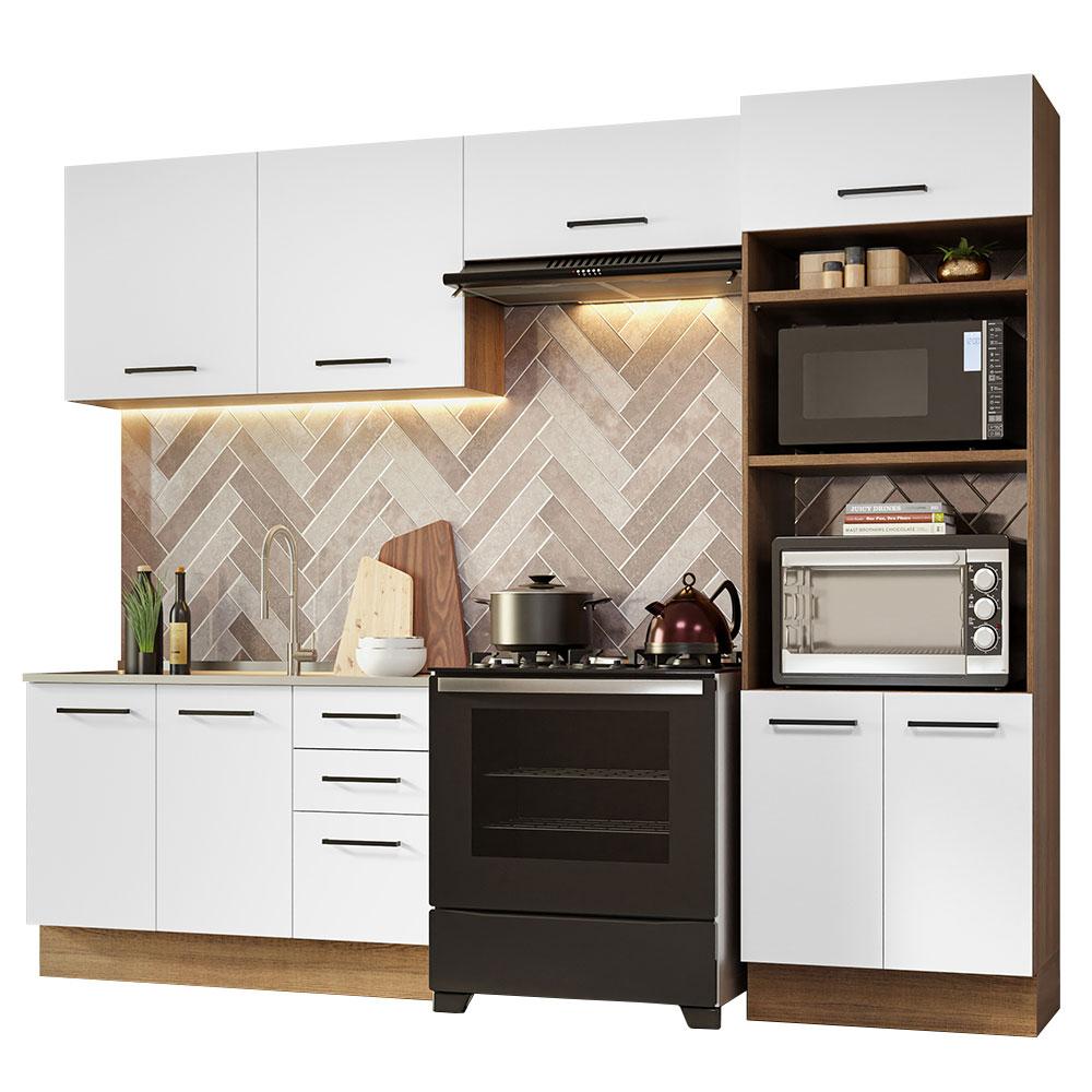 Armário de  Cozinha Completa 270cm Rustic/Branco Agata Madesa 08