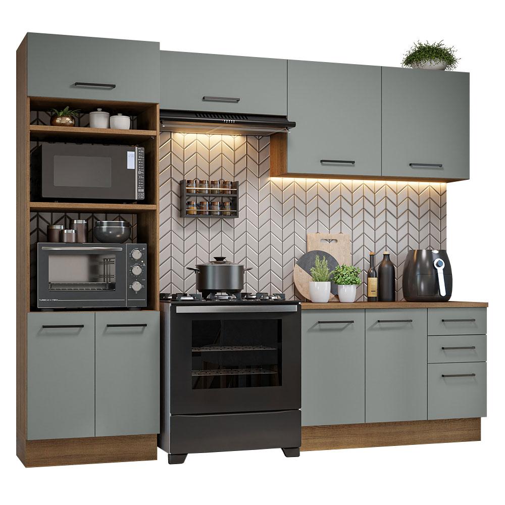 Armário de  Cozinha Completa 270cm Rustic/Cinza Agata Madesa 07