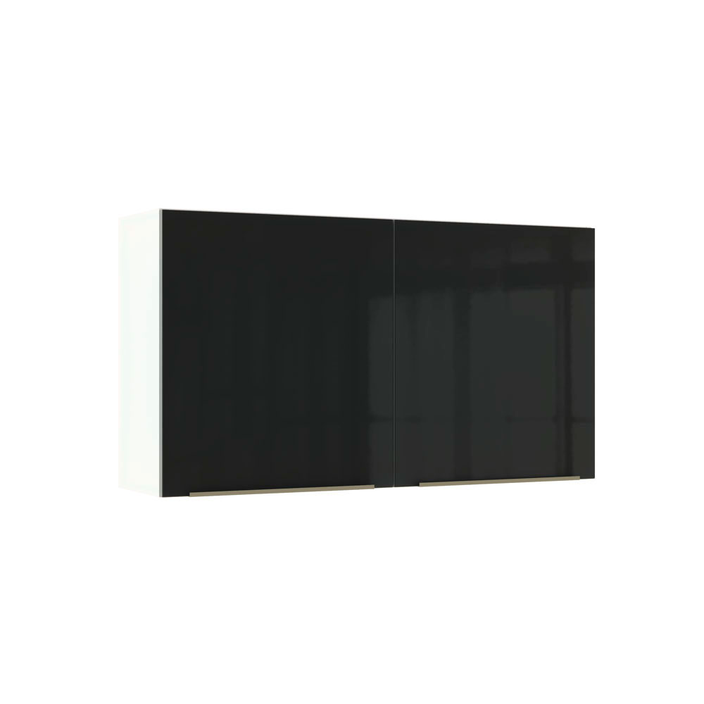 Armário de Cozinha Aéreo 100% MDF 120 cm 2 Portas Branco/Preto Acordes Madesa