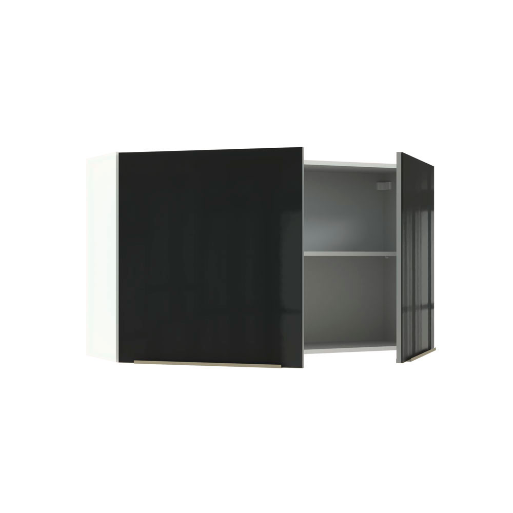 Armário de Cozinha Aéreo 100% MDF 120 cm 2 Portas Branco/Preto Acordes Madesa