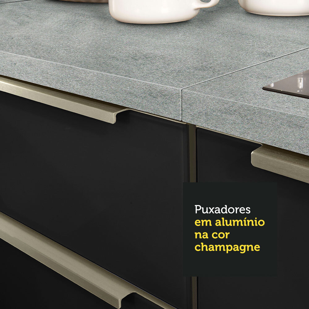 Armário de Cozinha Aéreo 100% MDF 120 cm 2 Portas Branco/Preto Acordes Madesa