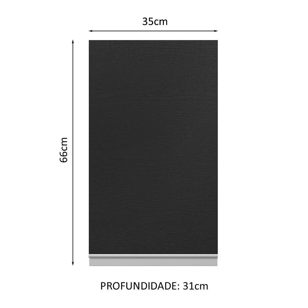 Armário de Cozinha Aéreo 100% MDF 35 cm 1 Porta Branco/Preto Acordes Madesa