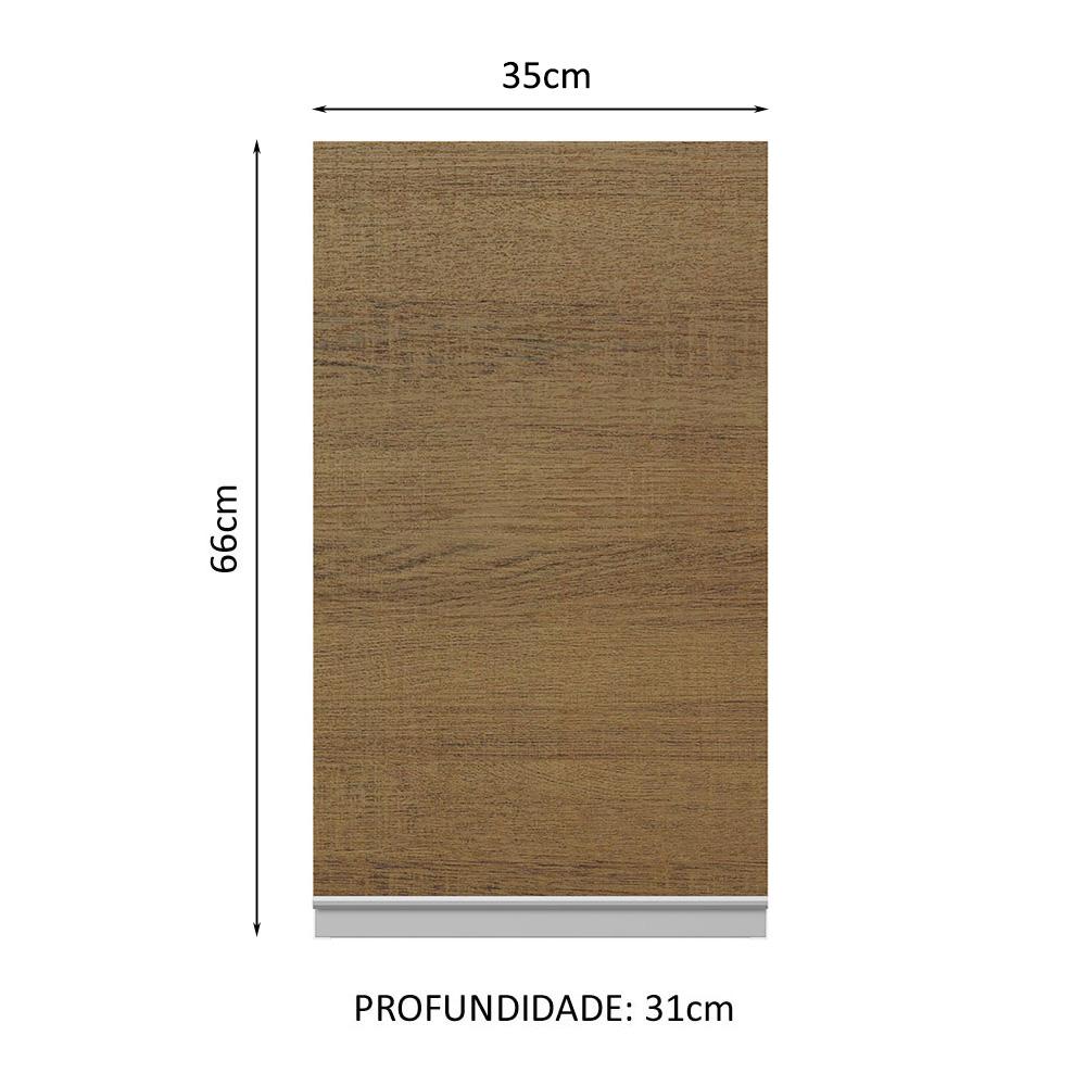 Armário de Cozinha Aéreo 100% MDF 35 cm 1 Porta Branco/Rustic Acordes Madesa