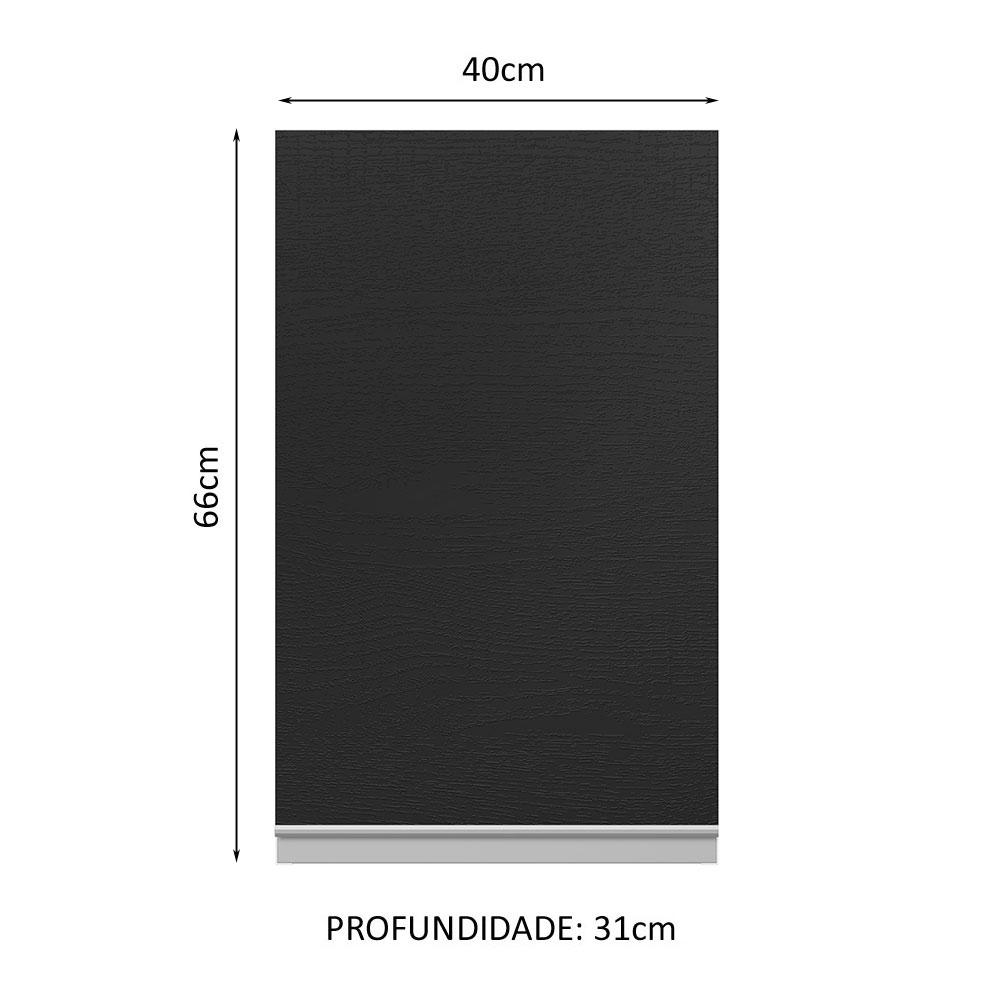 Armário de Cozinha Aéreo 100% MDF 40 cm 1 Porta Branco/Preto Acordes Madesa