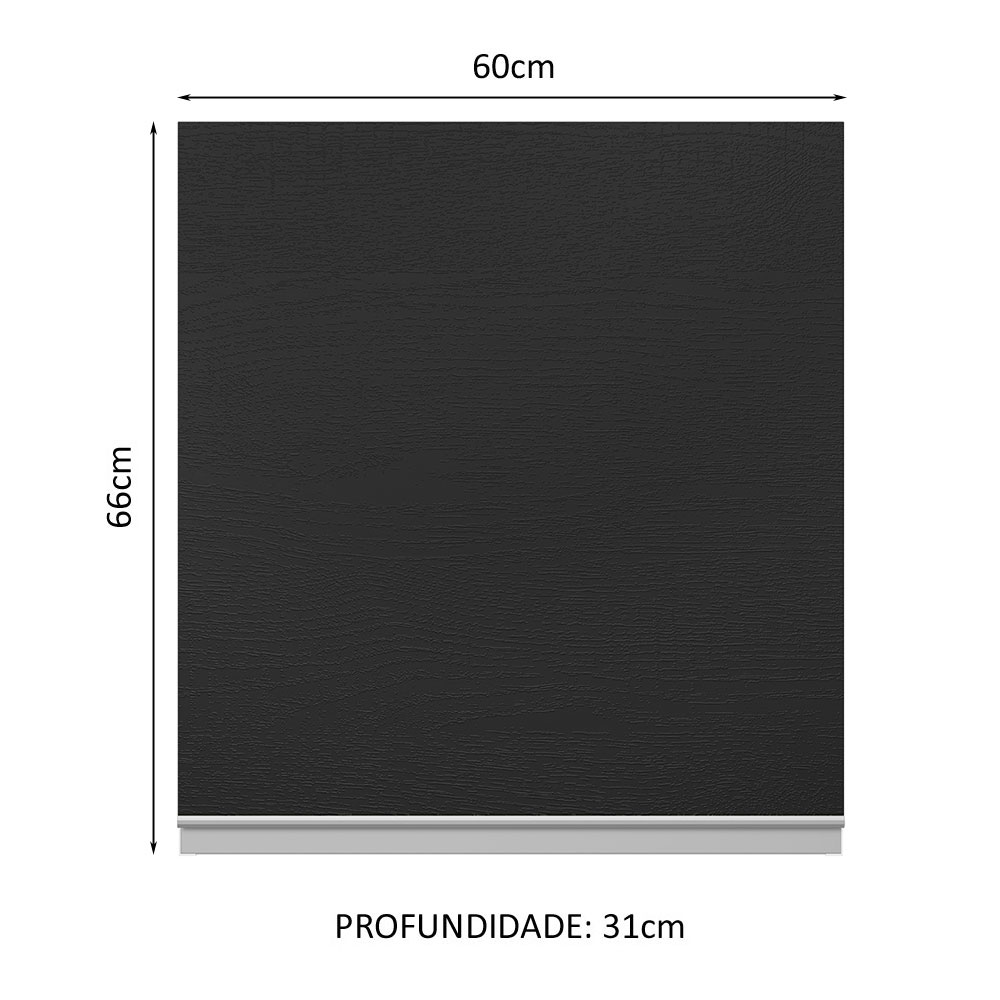 Armário de Cozinha Aéreo 100% MDF 60 cm 1 Porta Branco/Preto Acordes Madesa