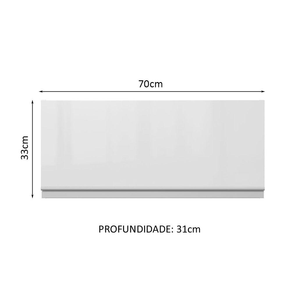 Armário de Cozinha Aéreo 100% MDF 70 cm 1 Porta Basculante Frente Branco Brilho Acordes Madesa