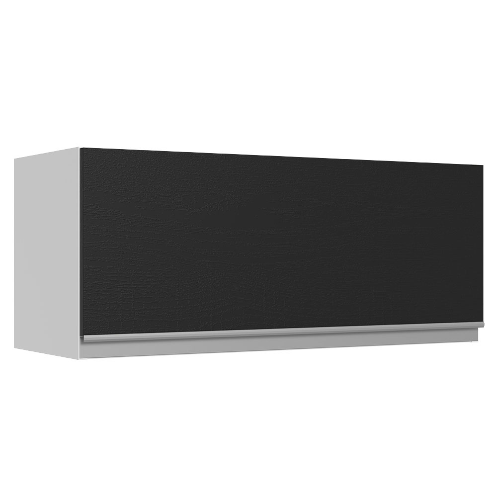 Armário de Cozinha Aéreo 100% MDF 80 cm 1 Porta Basculante Branco/Preto Acordes Madesa