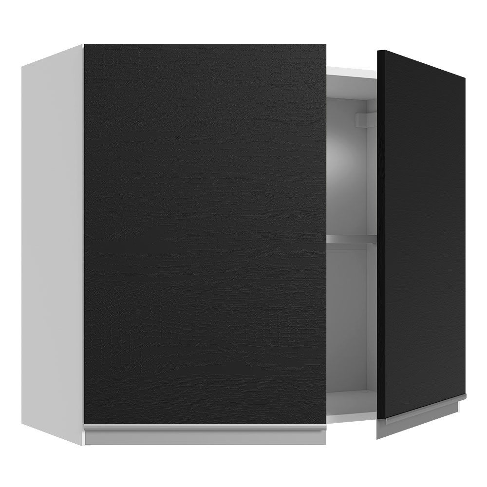 Armário de Cozinha Aéreo 100% MDF 80 cm 2 Portas Branco/Preto Acordes Madesa