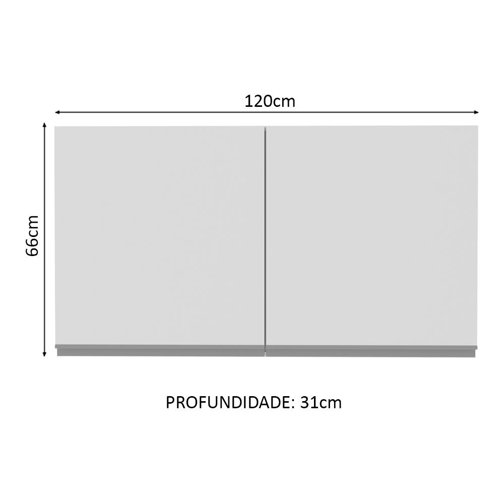 Armário de Cozinha Aéreo 120 cm 2 Portas Branco Glamy Madesa