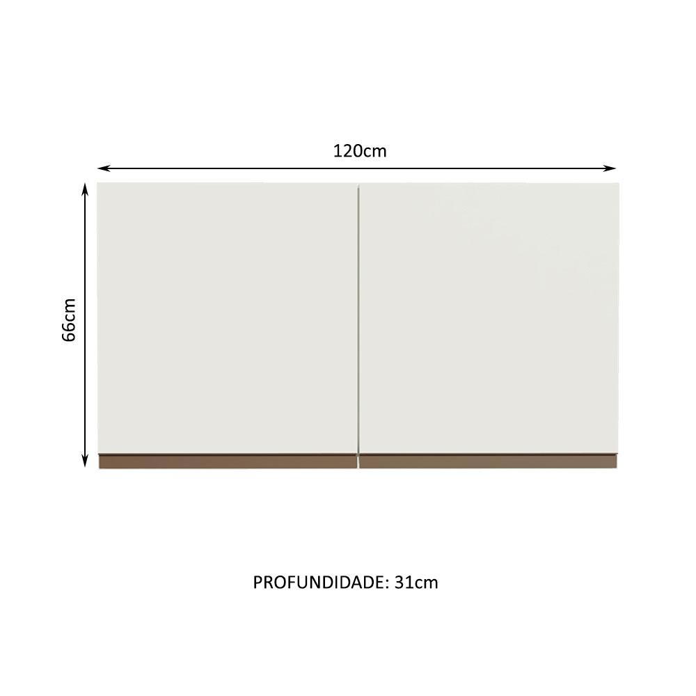 Armário de Cozinha Aéreo 120 cm 2 Portas Branco Reims Madesa