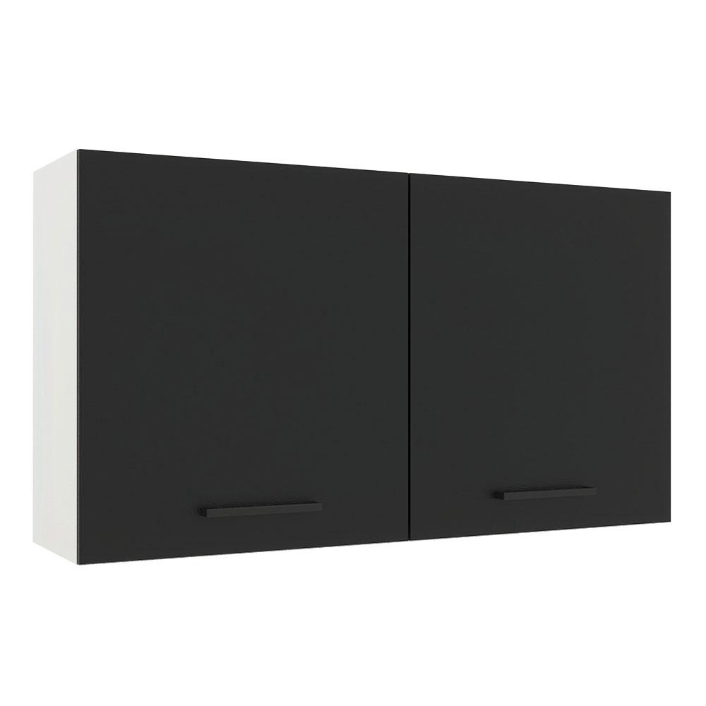 Armário de Cozinha Aéreo 120 cm 2 Portas Branco/Preto Agata Madesa