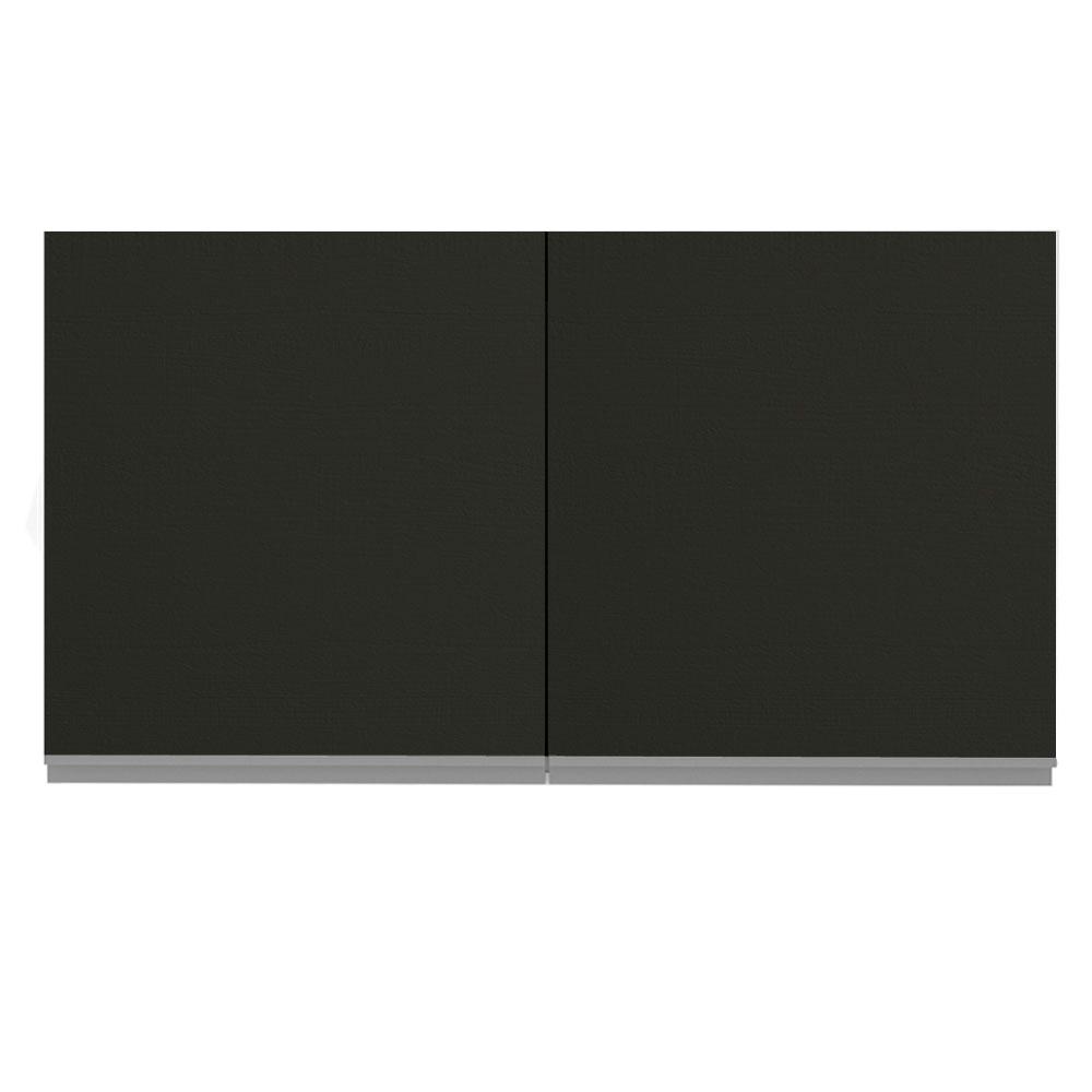 Armário de Cozinha Aéreo 120 cm 2 Portas Branco/Preto Glamy Madesa