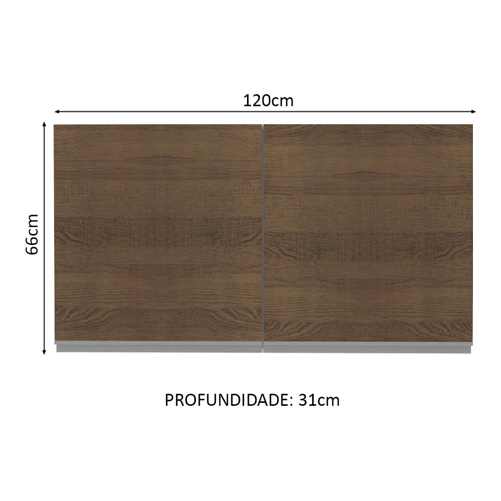 Armário de Cozinha Aéreo 120 cm 2 Portas Branco/Rustic Glamy Madesa