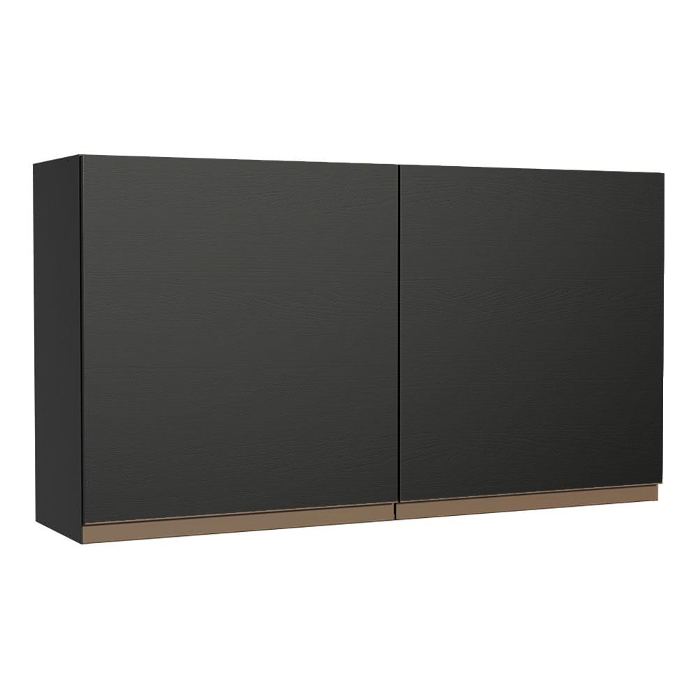 Armário de Cozinha Aéreo 120 cm 2 Portas Preto Reims Madesa